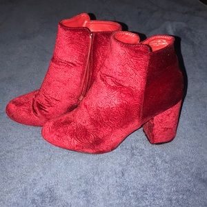 Red velvet boots size 7 1/2